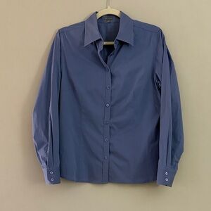 Ann Taylor Women’s Cotton Classic Blue Long Sleeve Button Down Shirt Size 10